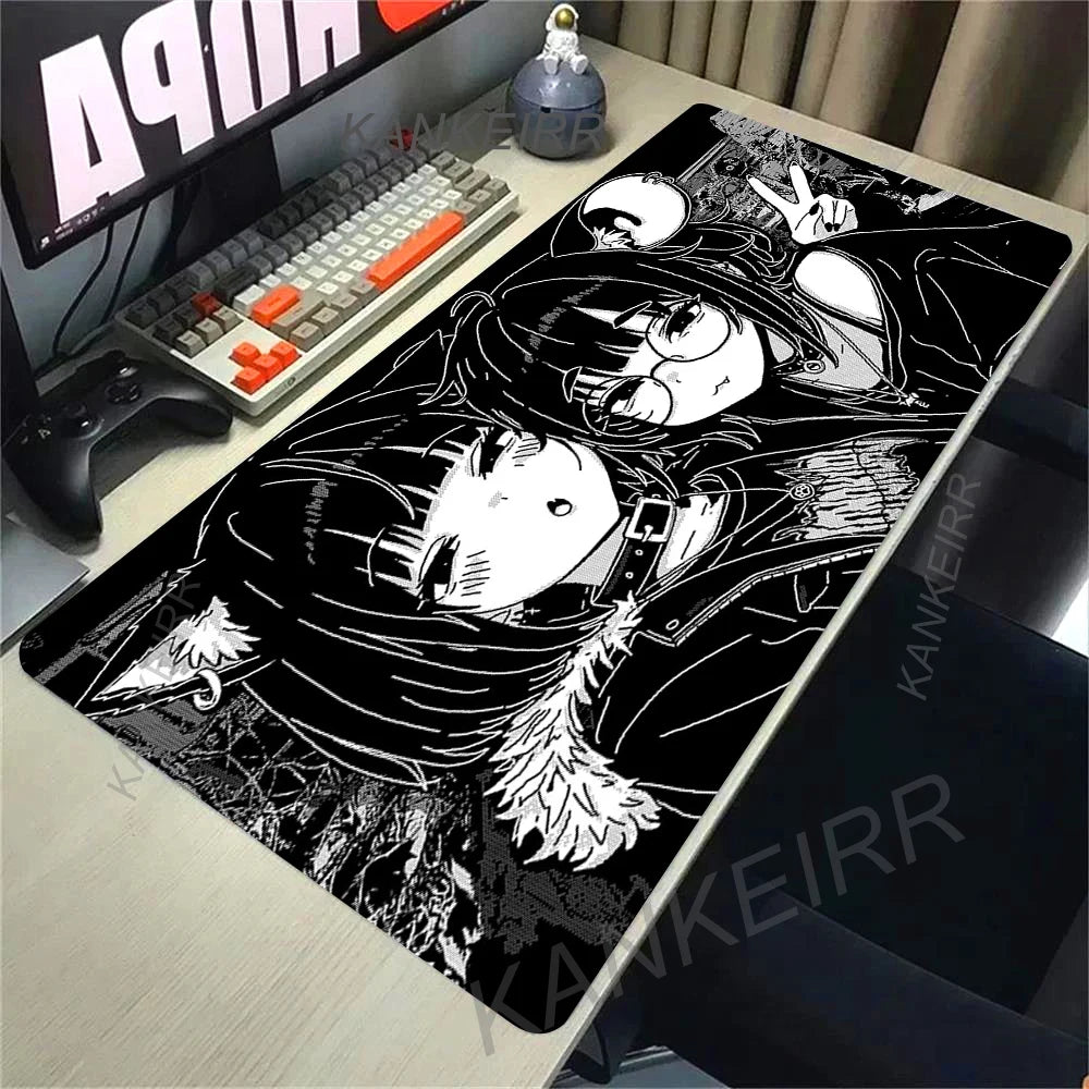 XXL Anime Girl Mouse Pad Black White Mousepad Large Gaming Keyboard Pads Office Pc Accessories Desk Mat PC Cabinet Mats Rug
