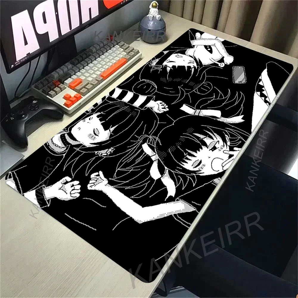 XXL Anime Girl Mouse Pad Black White Mousepad Large Gaming Keyboard Pads Office Pc Accessories Desk Mat PC Cabinet Mats Rug