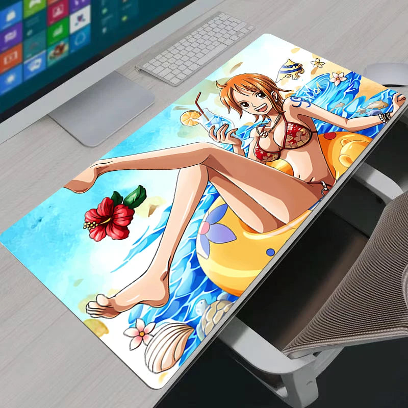 One Piece Nami Gaming Mouse Pad Large Computer Mousepad Desk Mat PC Anime Carpet Keyboard Gamer Accessories Table Mouse Pads