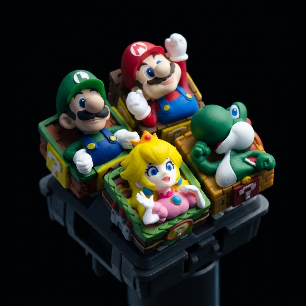 Mario Resin Artisan Keycap | Luigi, Peach & Yoshi | Single ESC Gaming Key | MX Compatible