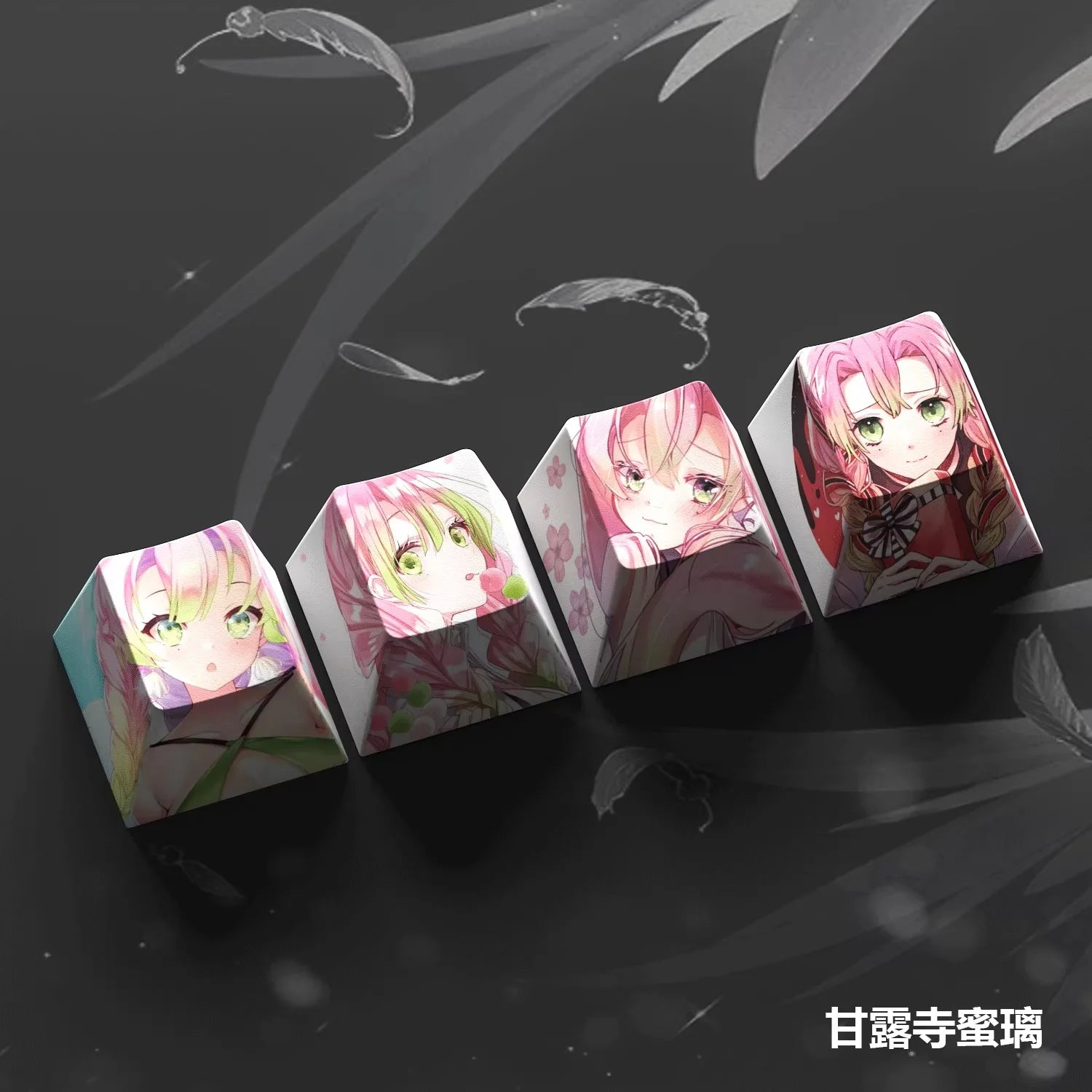4-Pack Hot Demon Slayer Anime Keycaps for Mechanical Keyboard Cherry Pbt Custom Keycap Set Cross Axis Pc Gaming Accessories Gift