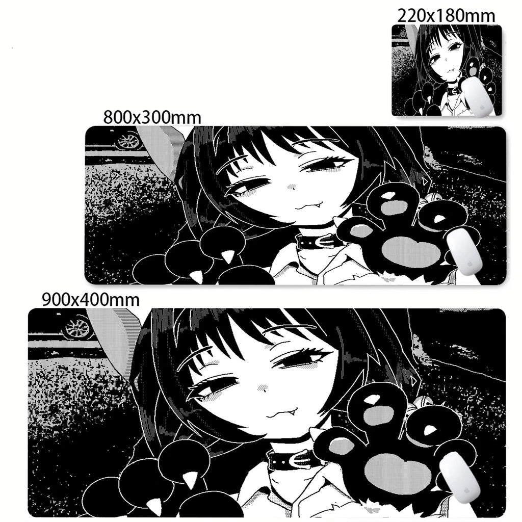 XXL Anime Girl Mouse Pad Black White Mousepad Large Gaming Keyboard Pads Office Pc Accessories Desk Mat PC Cabinet Mats Rug
