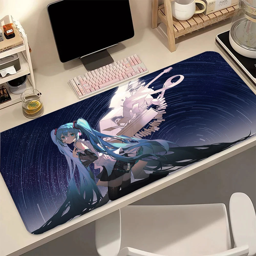 Anime H-Hatsune M-Miku Pink Sakura Kawaii Large 90X40 Extended Mouse Pad Non Slip Desk Mat Keyboard Rug for PC Gamer Laptop