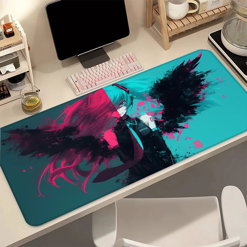 Anime H-Hatsune M-Miku Pink Sakura Kawaii Large 90X40 Extended Mouse Pad Non Slip Desk Mat Keyboard Rug for PC Gamer Laptop
