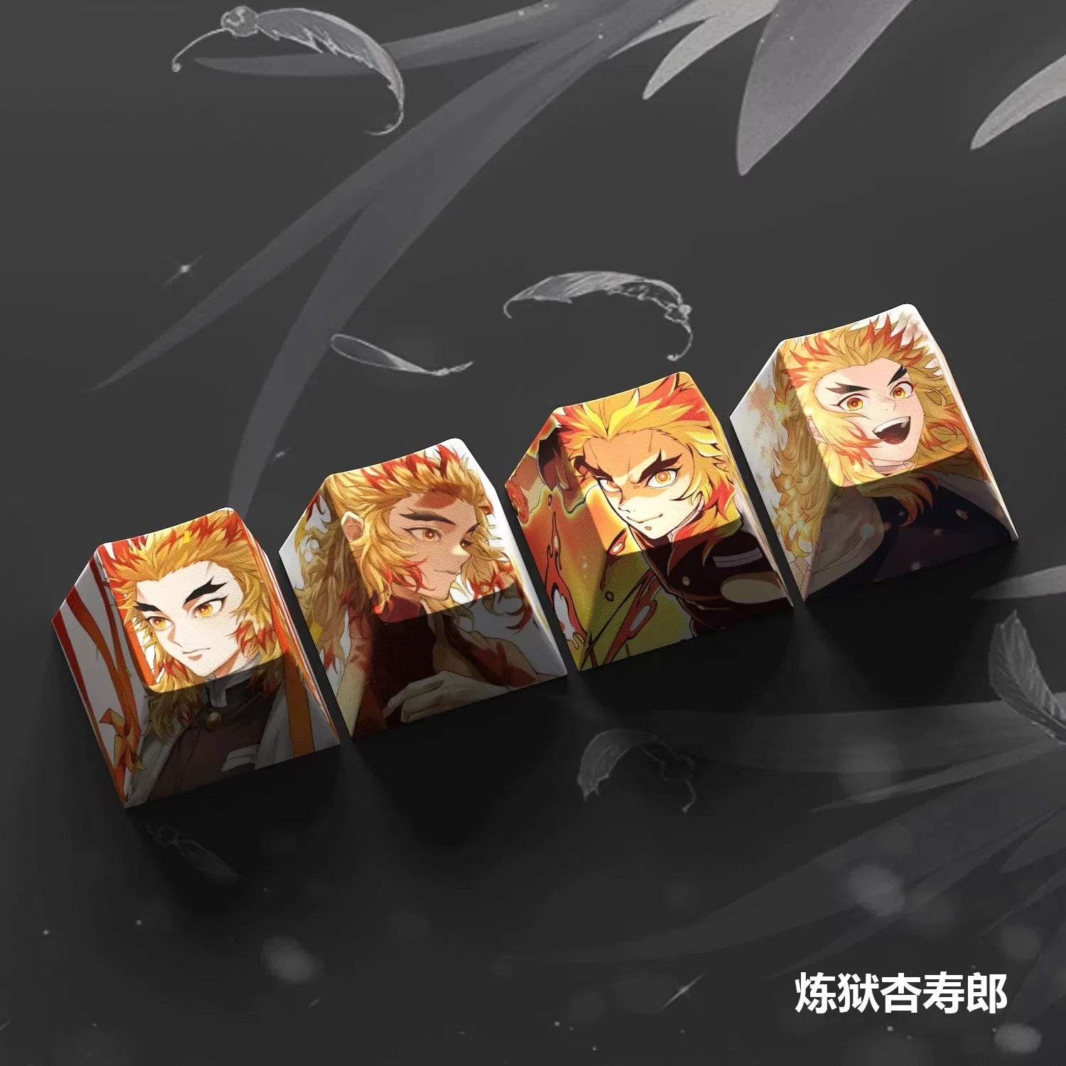 4-Pack Hot Demon Slayer Anime Keycaps for Mechanical Keyboard Cherry Pbt Custom Keycap Set Cross Axis Pc Gaming Accessories Gift