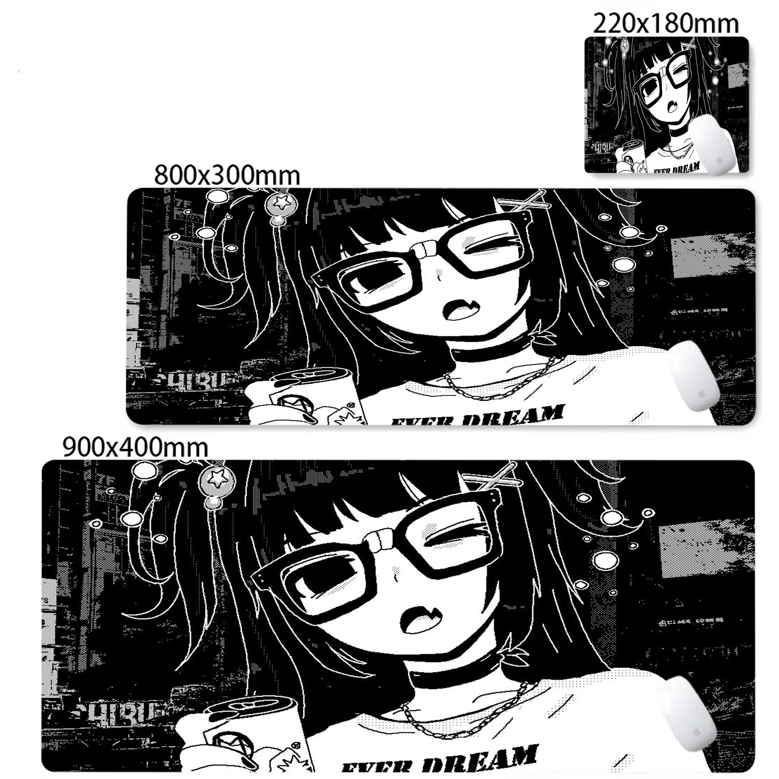 XXL Anime Girl Mouse Pad Black White Mousepad Large Gaming Keyboard Pads Office Pc Accessories Desk Mat PC Cabinet Mats Rug