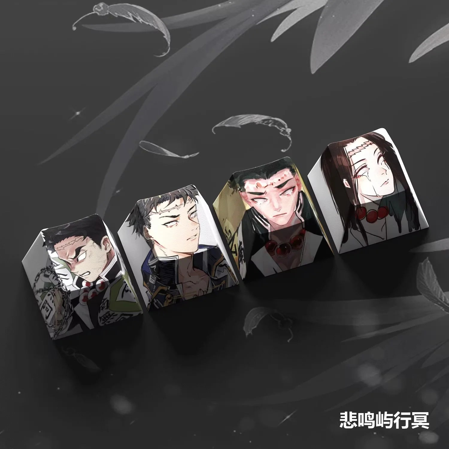 4-Pack Hot Demon Slayer Anime Keycaps for Mechanical Keyboard Cherry Pbt Custom Keycap Set Cross Axis Pc Gaming Accessories Gift