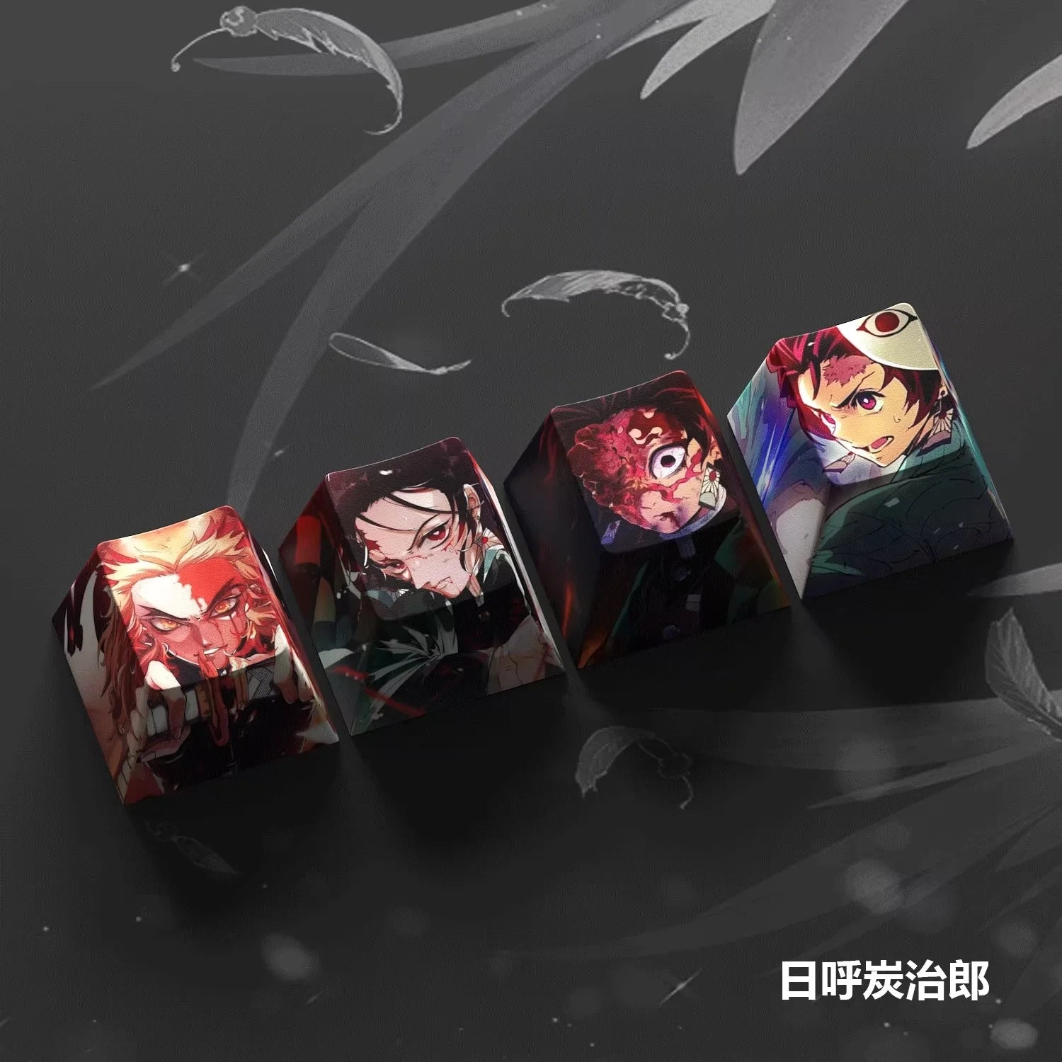 4-Pack Hot Demon Slayer Anime Keycaps for Mechanical Keyboard Cherry Pbt Custom Keycap Set Cross Axis Pc Gaming Accessories Gift