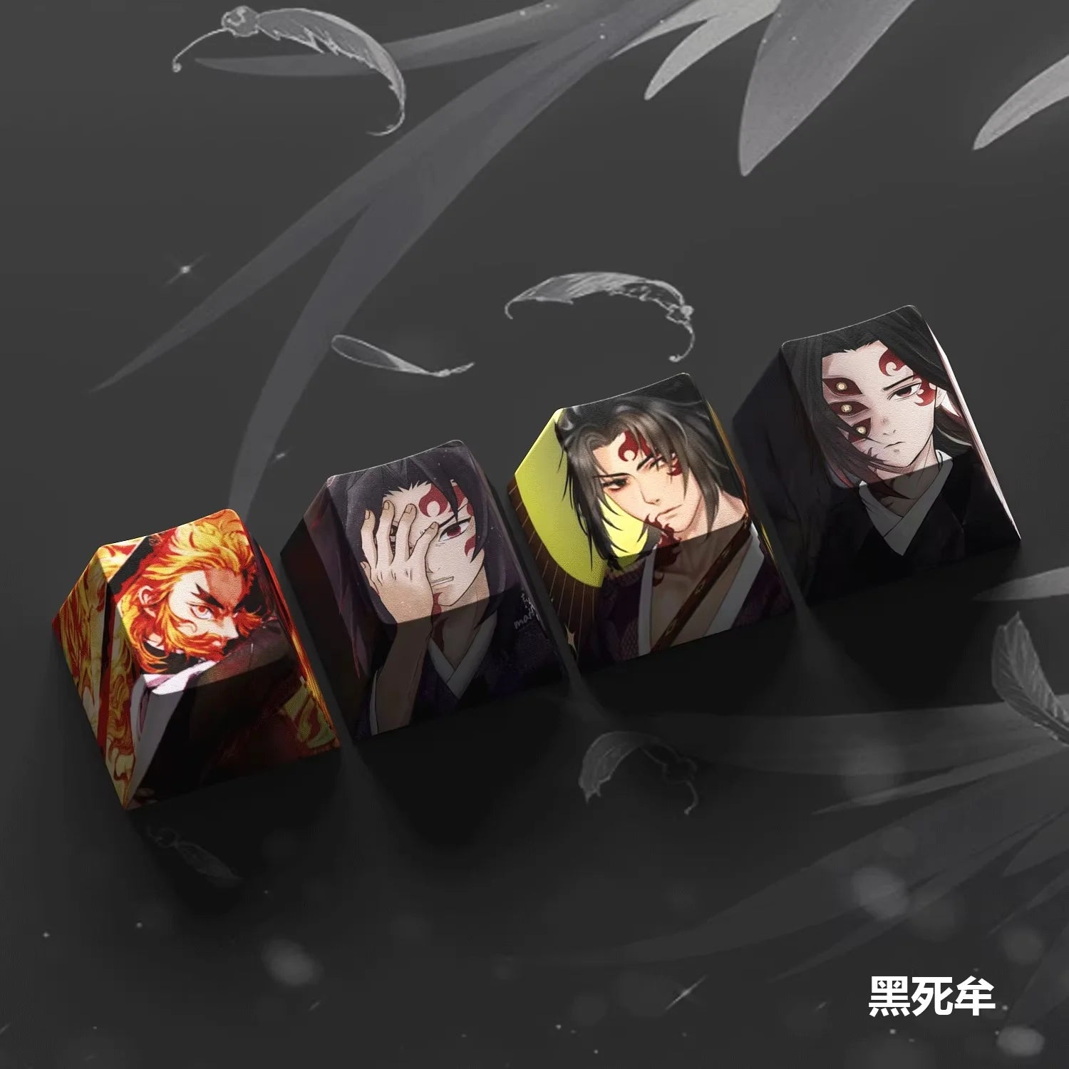 4-Pack Hot Demon Slayer Anime Keycaps for Mechanical Keyboard Cherry Pbt Custom Keycap Set Cross Axis Pc Gaming Accessories Gift