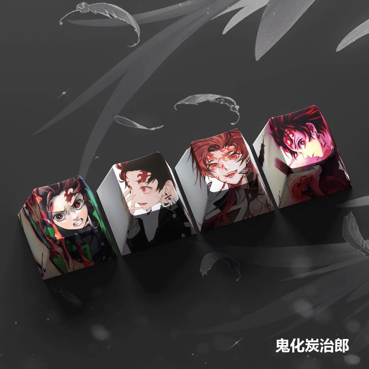 4-Pack Hot Demon Slayer Anime Keycaps for Mechanical Keyboard Cherry Pbt Custom Keycap Set Cross Axis Pc Gaming Accessories Gift