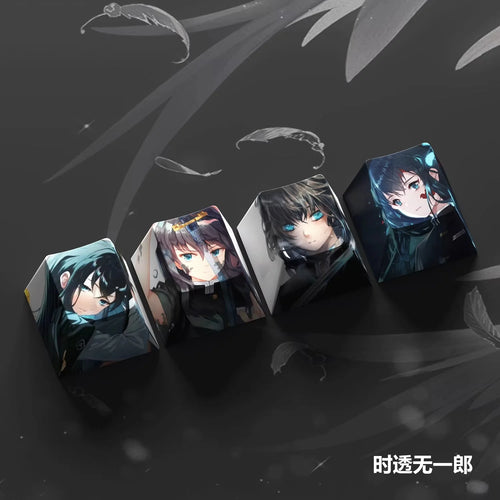 4-Pack Hot Demon Slayer Anime Keycaps for Mechanical Keyboard Cherry Pbt Custom Keycap Set Cross Axis Pc Gaming Accessories Gift
