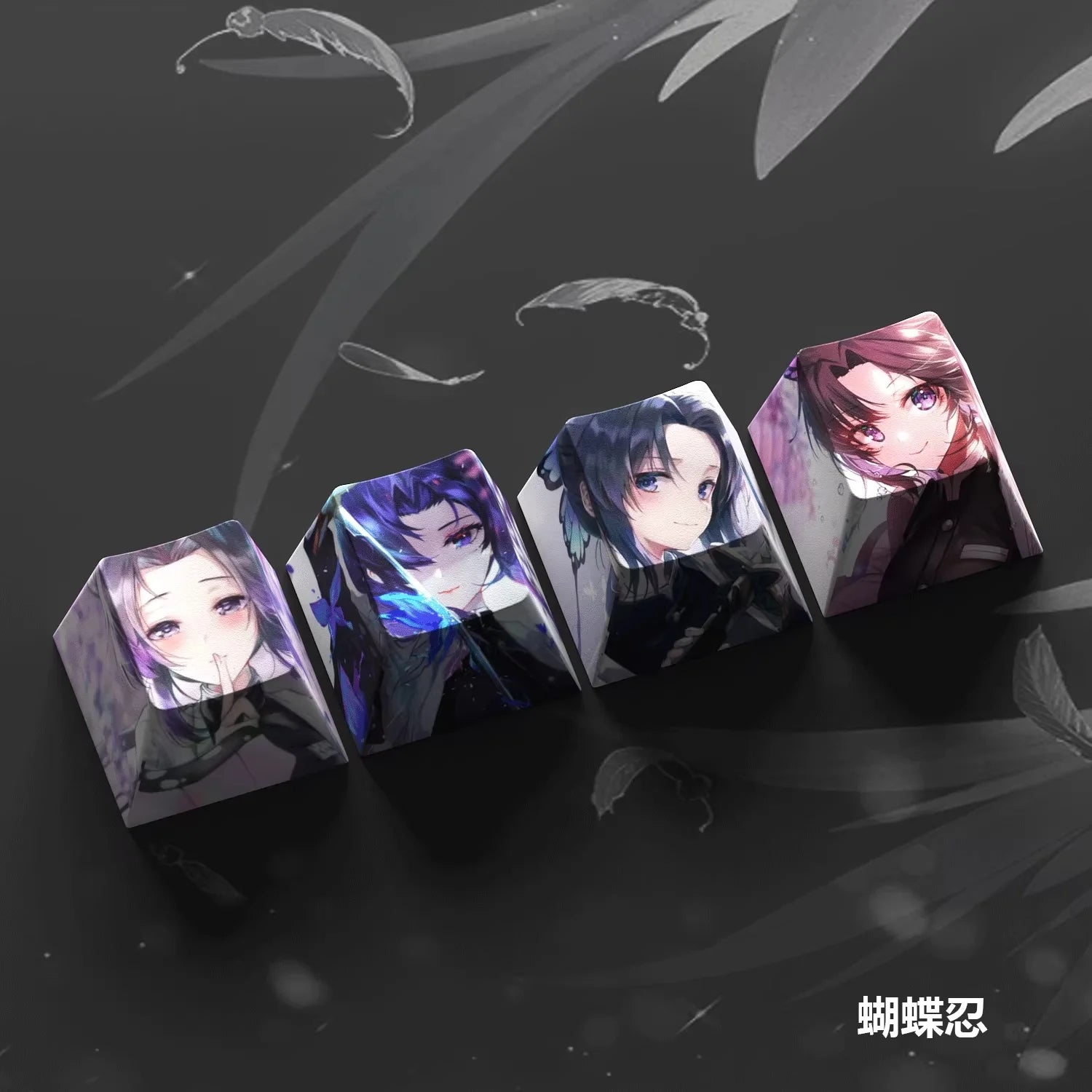 4-Pack Hot Demon Slayer Anime Keycaps for Mechanical Keyboard Cherry Pbt Custom Keycap Set Cross Axis Pc Gaming Accessories Gift