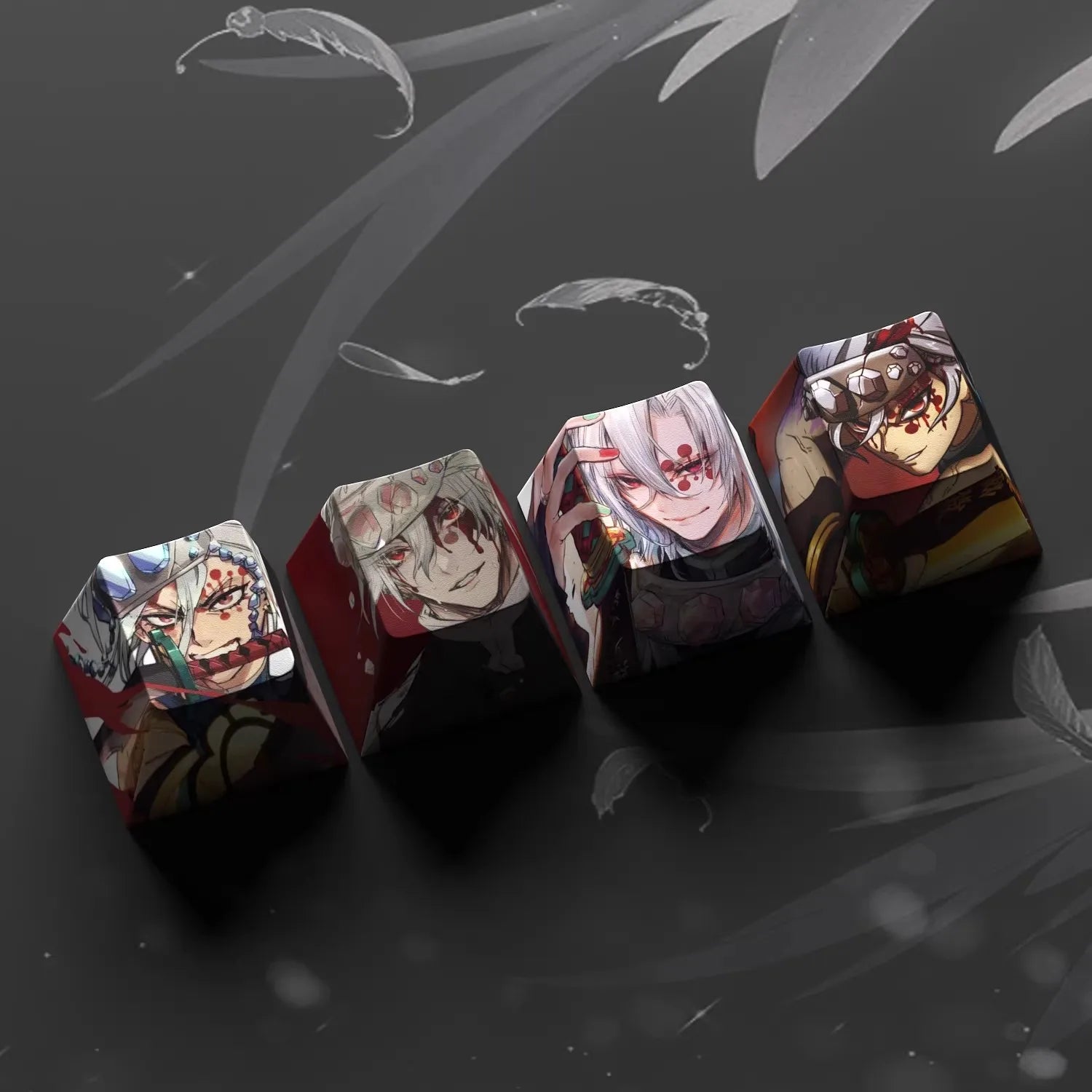 4-Pack Hot Demon Slayer Anime Keycaps for Mechanical Keyboard Cherry Pbt Custom Keycap Set Cross Axis Pc Gaming Accessories Gift
