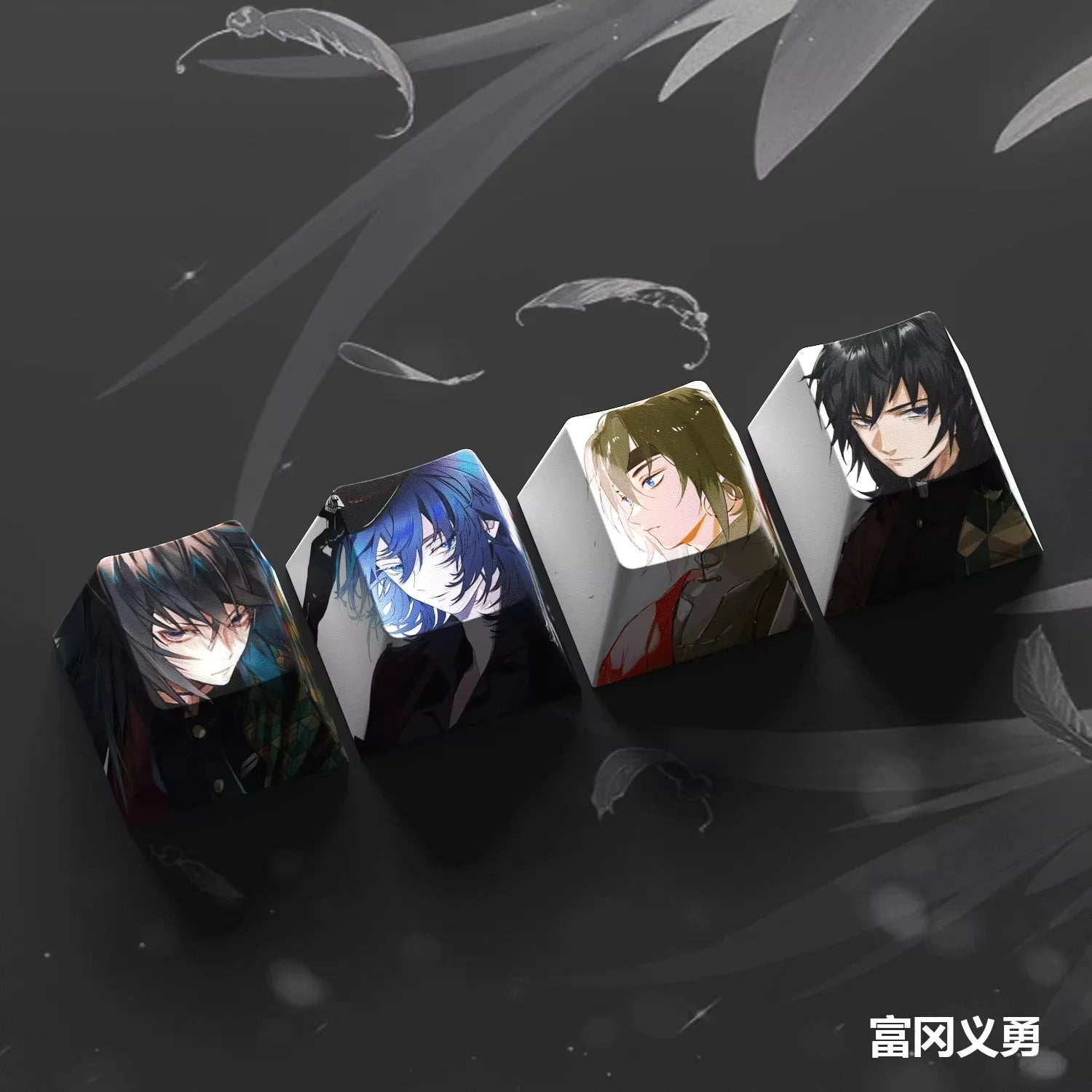 4-Pack Hot Demon Slayer Anime Keycaps for Mechanical Keyboard Cherry Pbt Custom Keycap Set Cross Axis Pc Gaming Accessories Gift